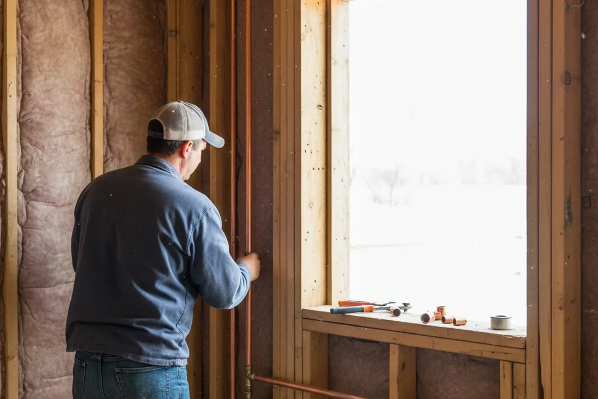 Licensed plumber running new copper supply lines in a Groveport home