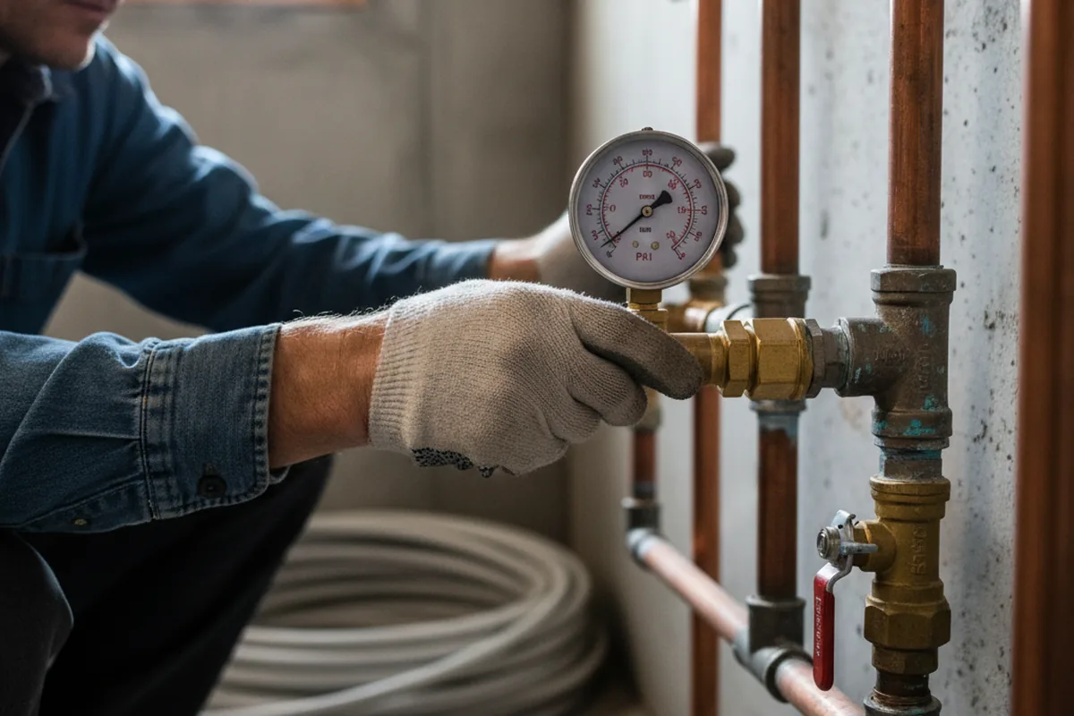 Pressure testing a repaired line during Water Line Repair in Groveport